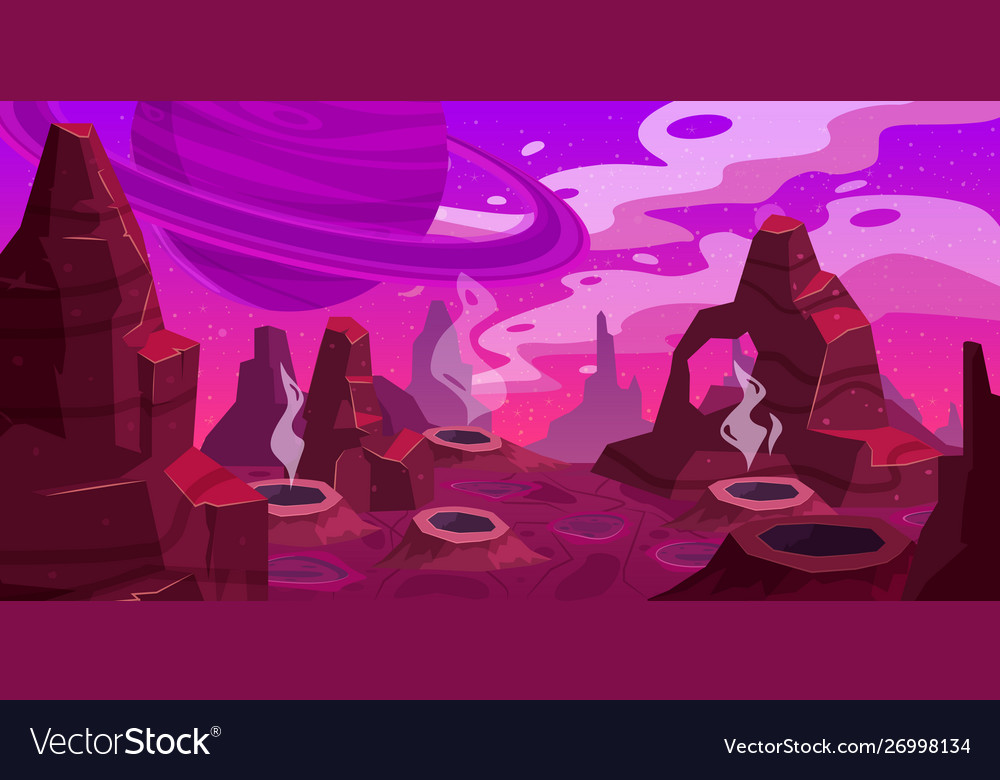 Fantasy space cartoon game concept background Vector Image