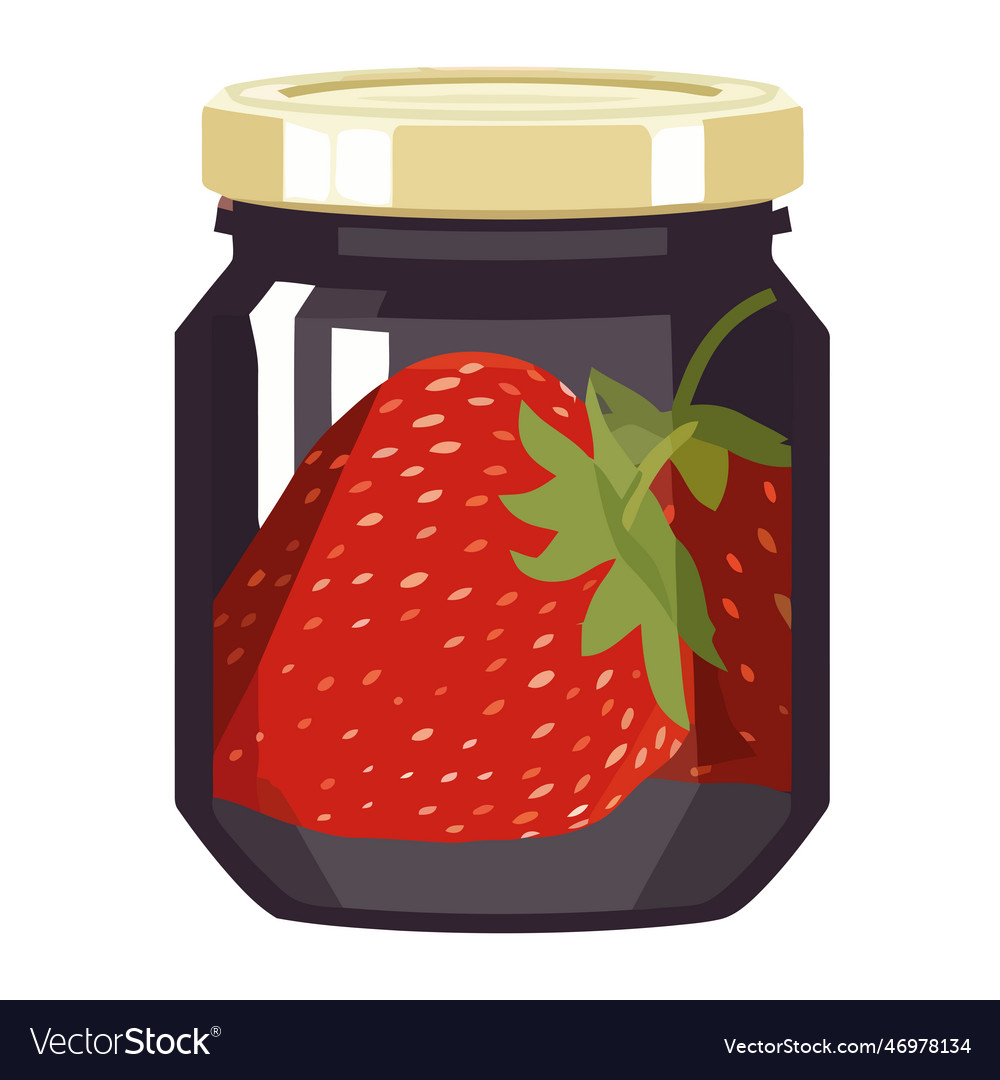 Fresh organic strawberry preserves in a jar Vector Image