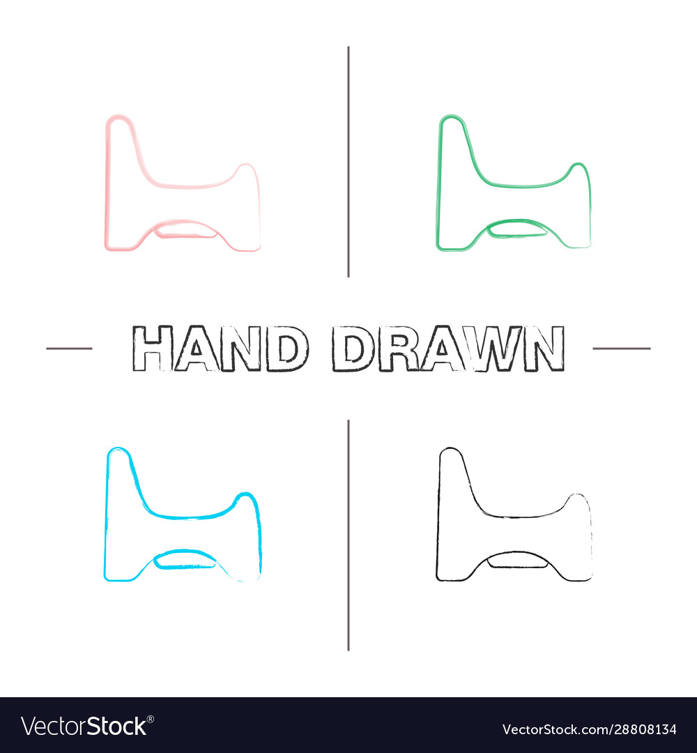 Potty chair hand drawn icons set