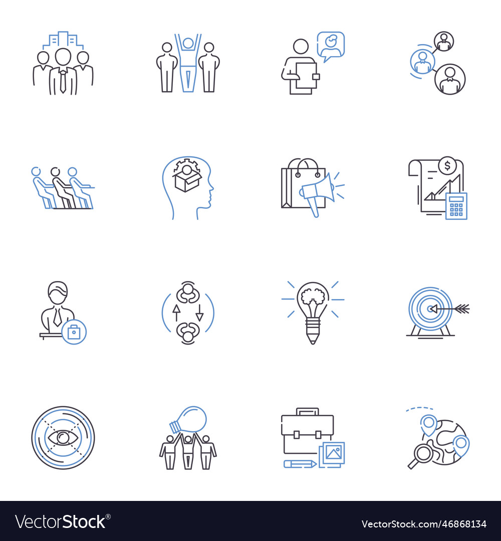 Primary Syndicate Line Icons Collection Unity Vector Image