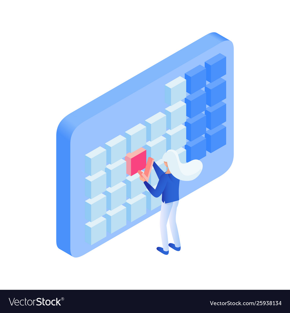 Scheduling events metaphor isometric