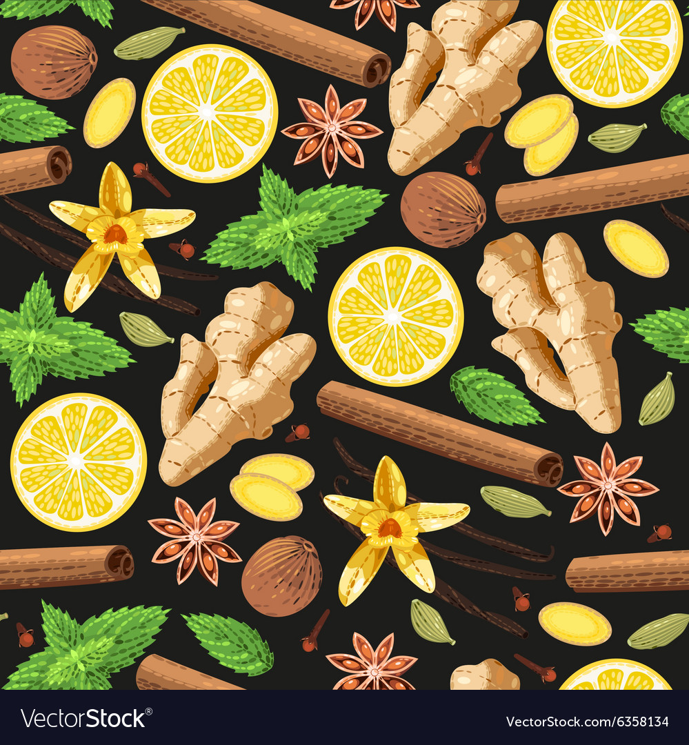 Seamless gourmet spices Royalty Free Vector Image