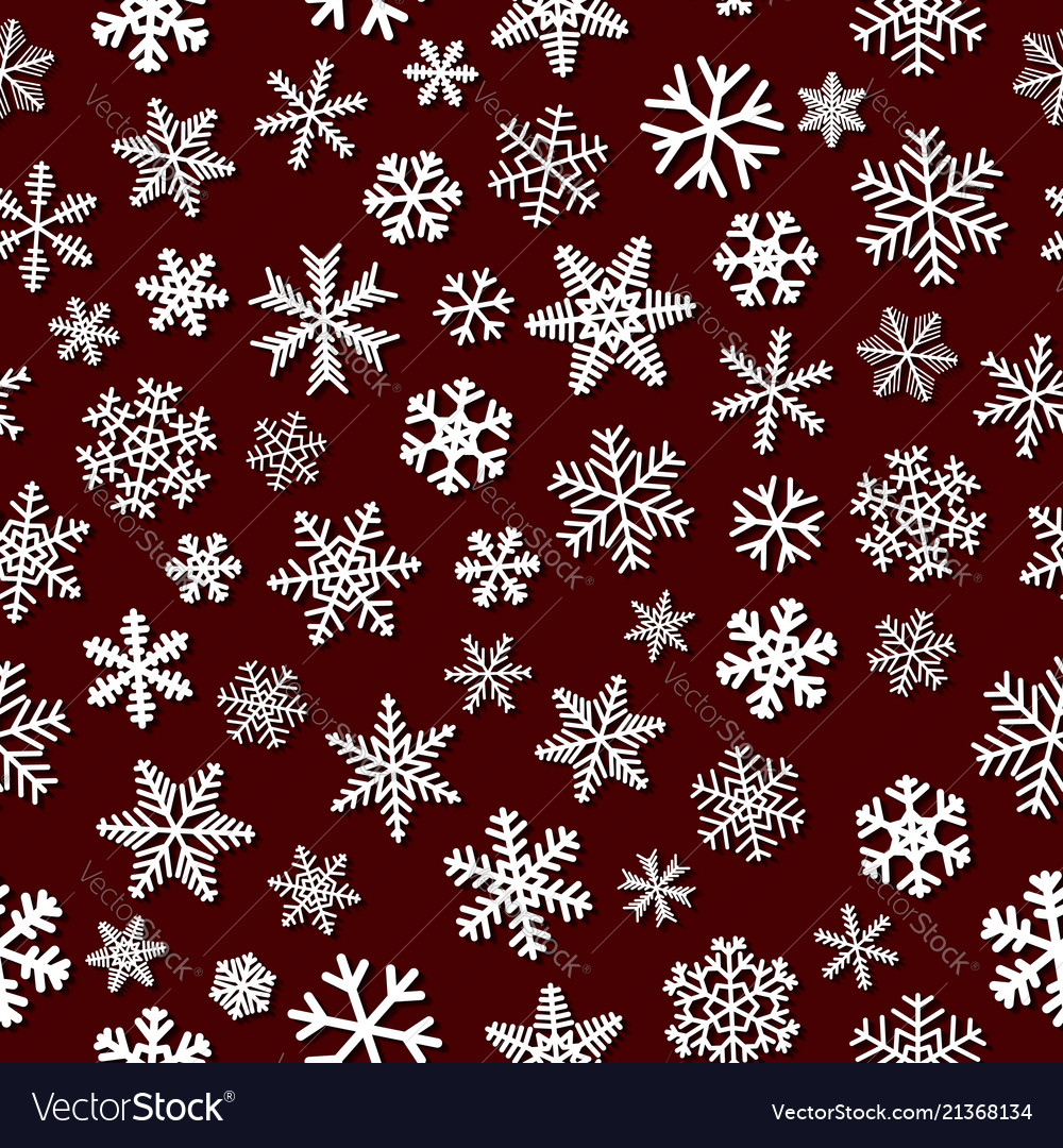 Seamless pattern of snowflakes with shadows vector image Seamless pattern of snowflakes with shadows