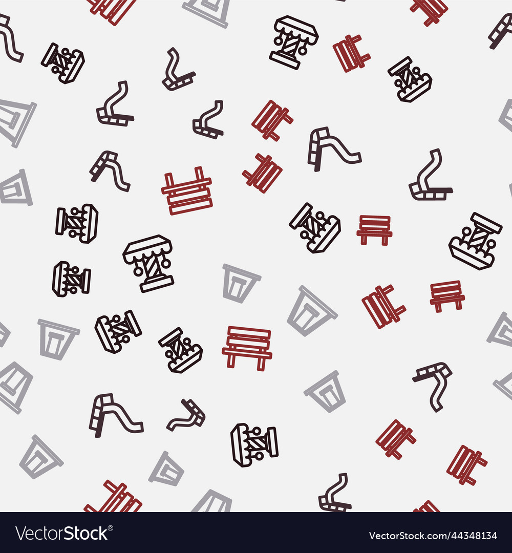 Set line attraction carousel slide playground Vector Image Set line attraction carousel slide playground