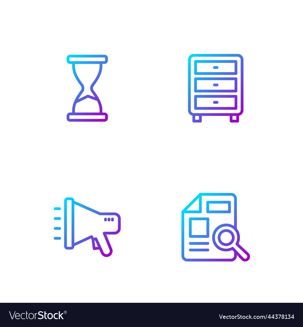 Set line document with graph chart megaphone old vector image Set line document with graph chart megaphone old