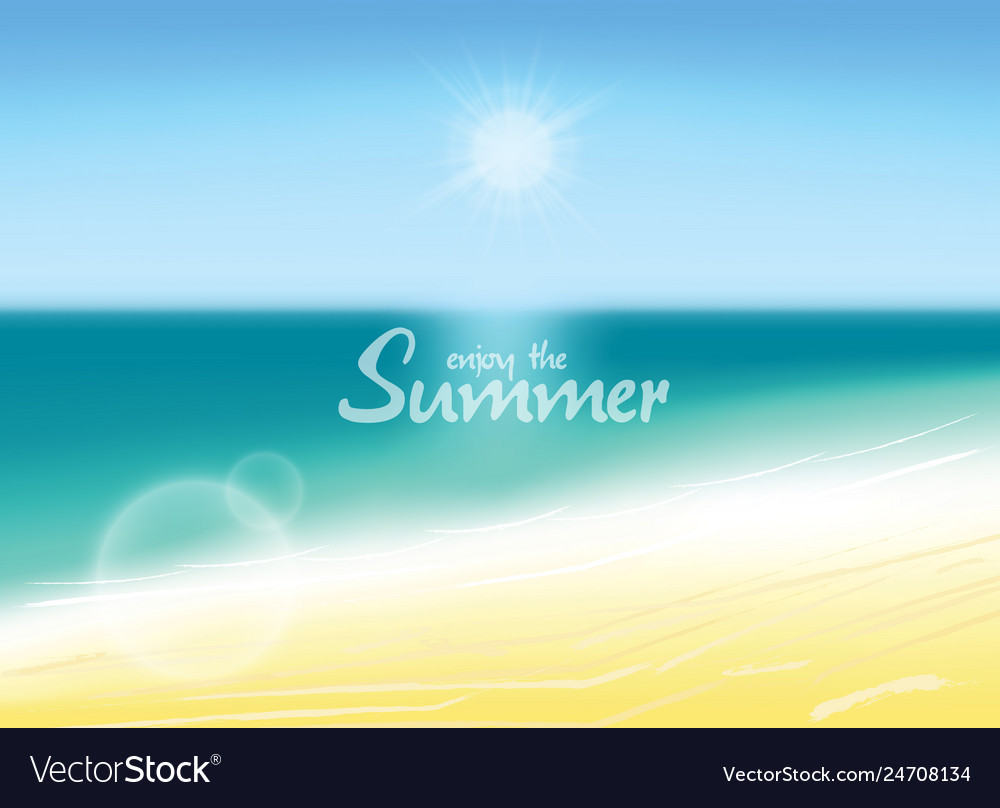 Summer background blurred beach with enjoy Vector Image