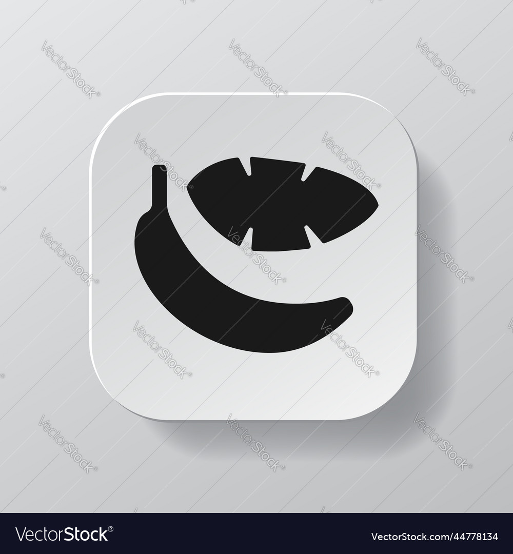 White square button with banana outline icon Vector Image White square button with banana outline icon