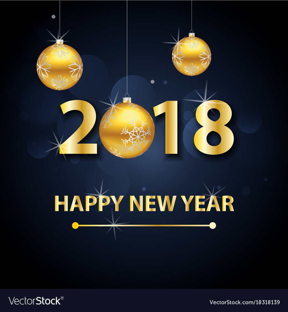 2018 happy new year background with gold letters Vector Image