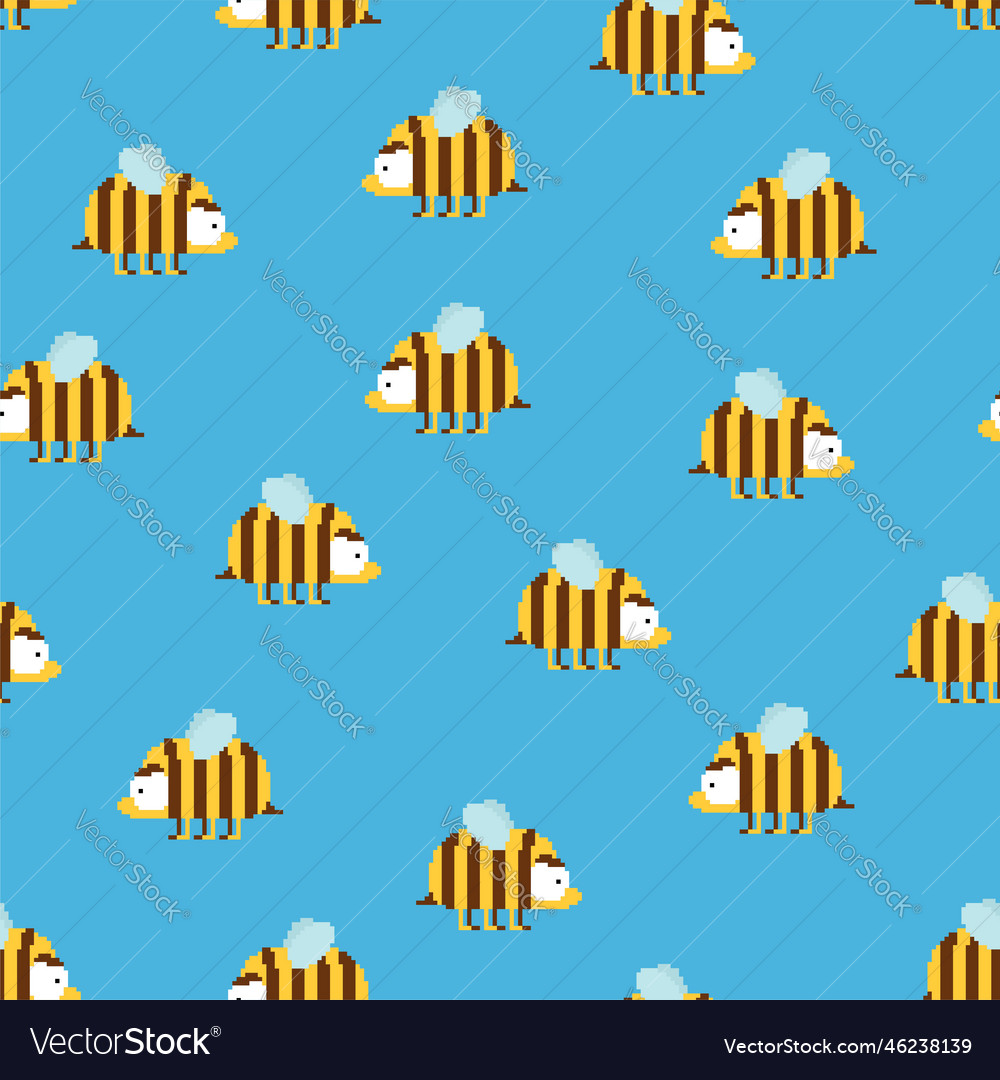 Bee pixel art 8 bit pattern seamless pixelated vector image Bee pixel art 8 bit pattern seamless pixelated