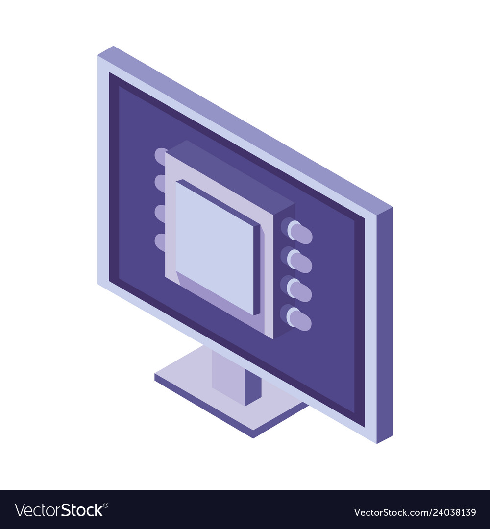Computer and microchip vector image Computer and microchip