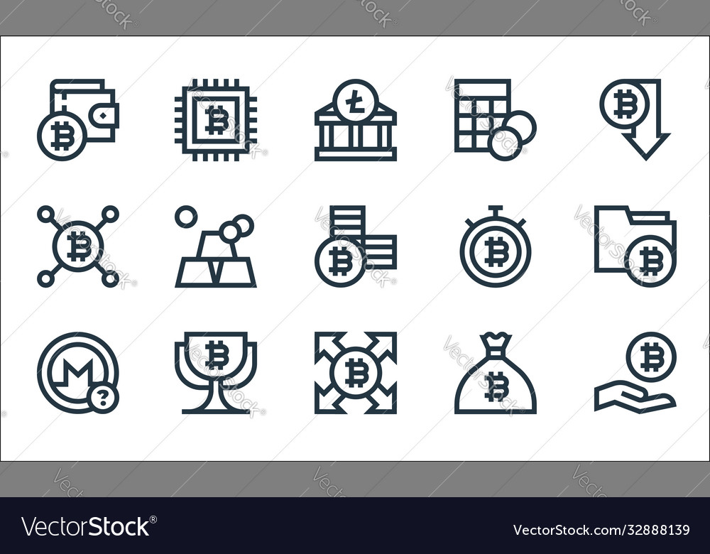 Cryptocurrency line icons linear set quality