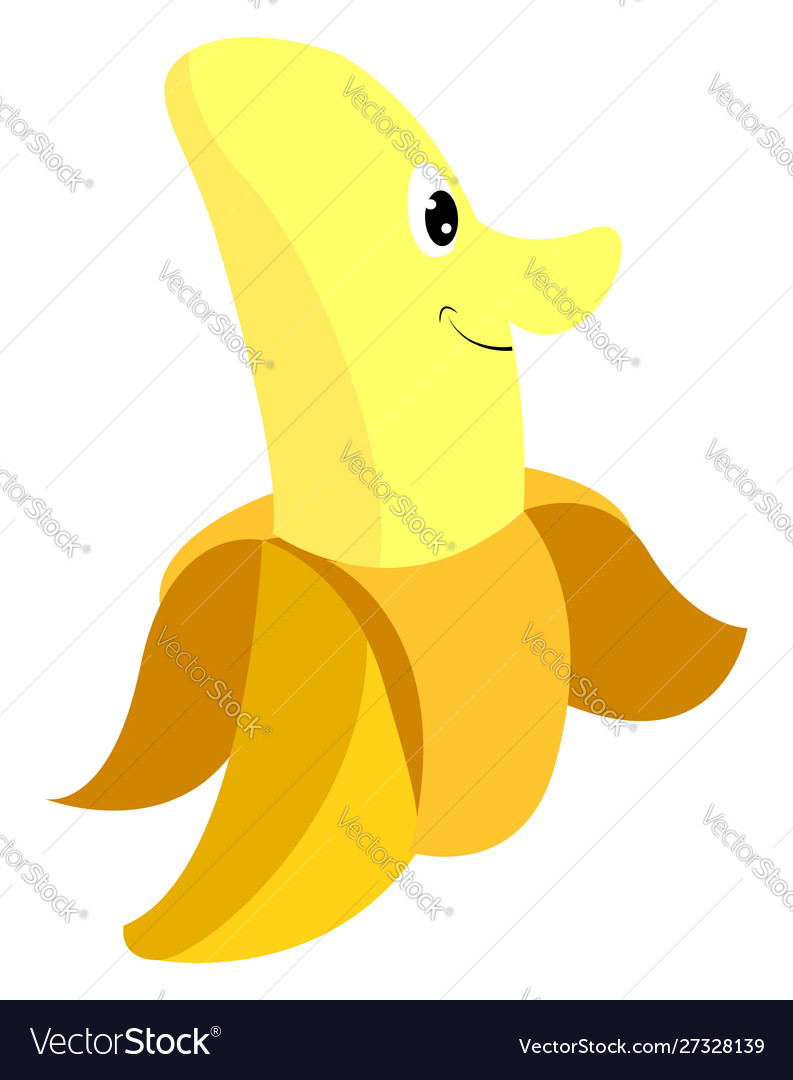 Happy banana on white background