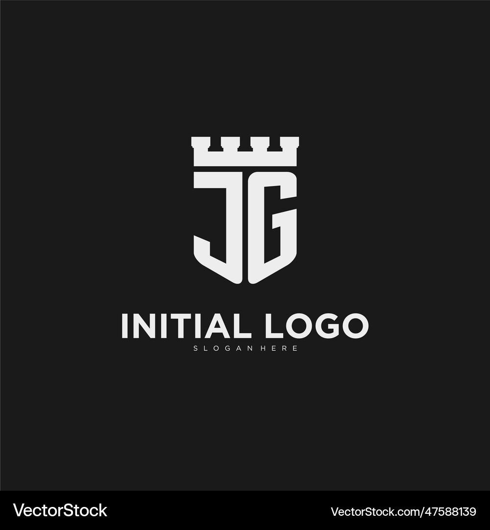 Initials jg logo monogram with shield Royalty Free Vector