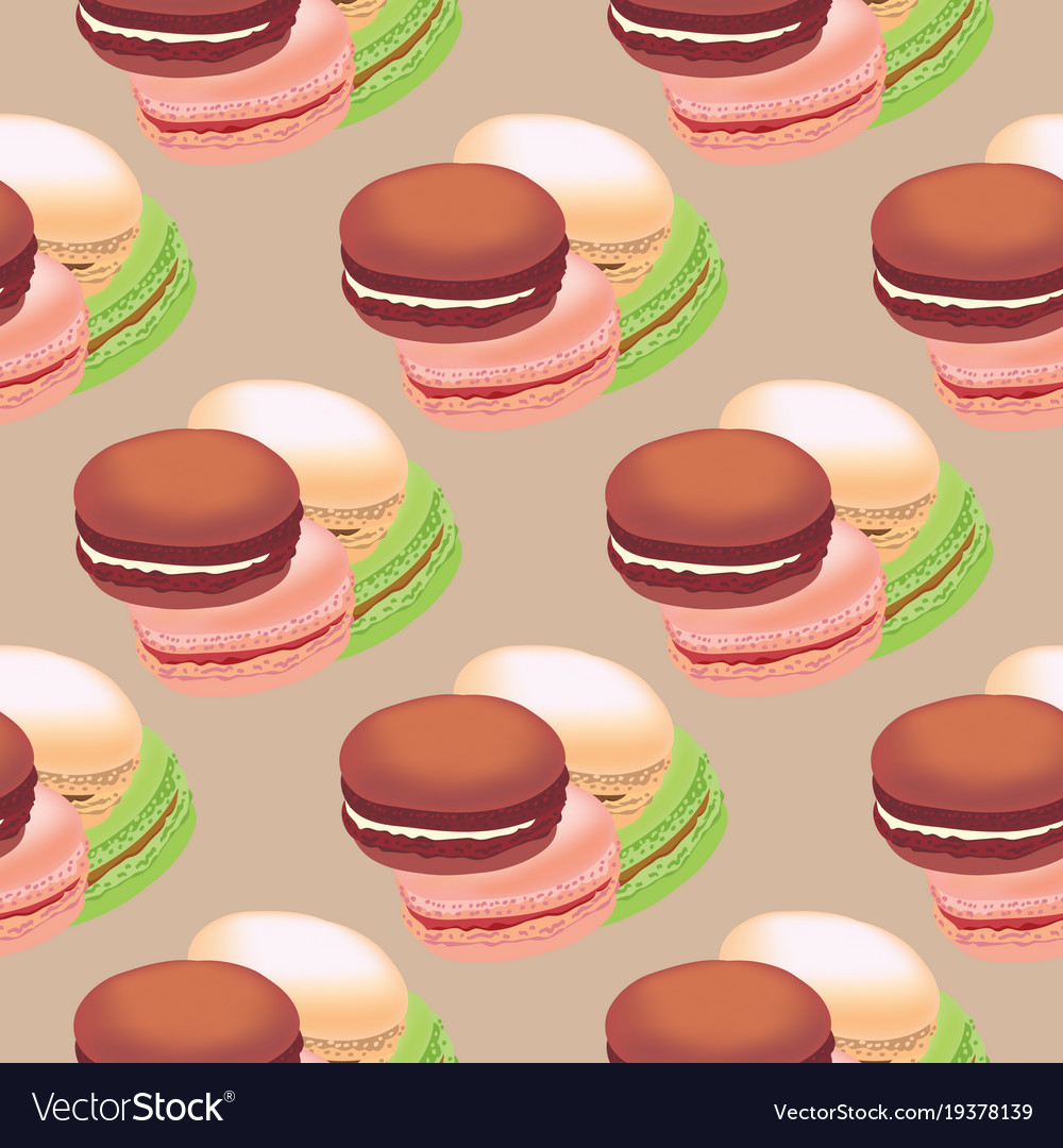Seamless pattern with colorful macaroon cookies
