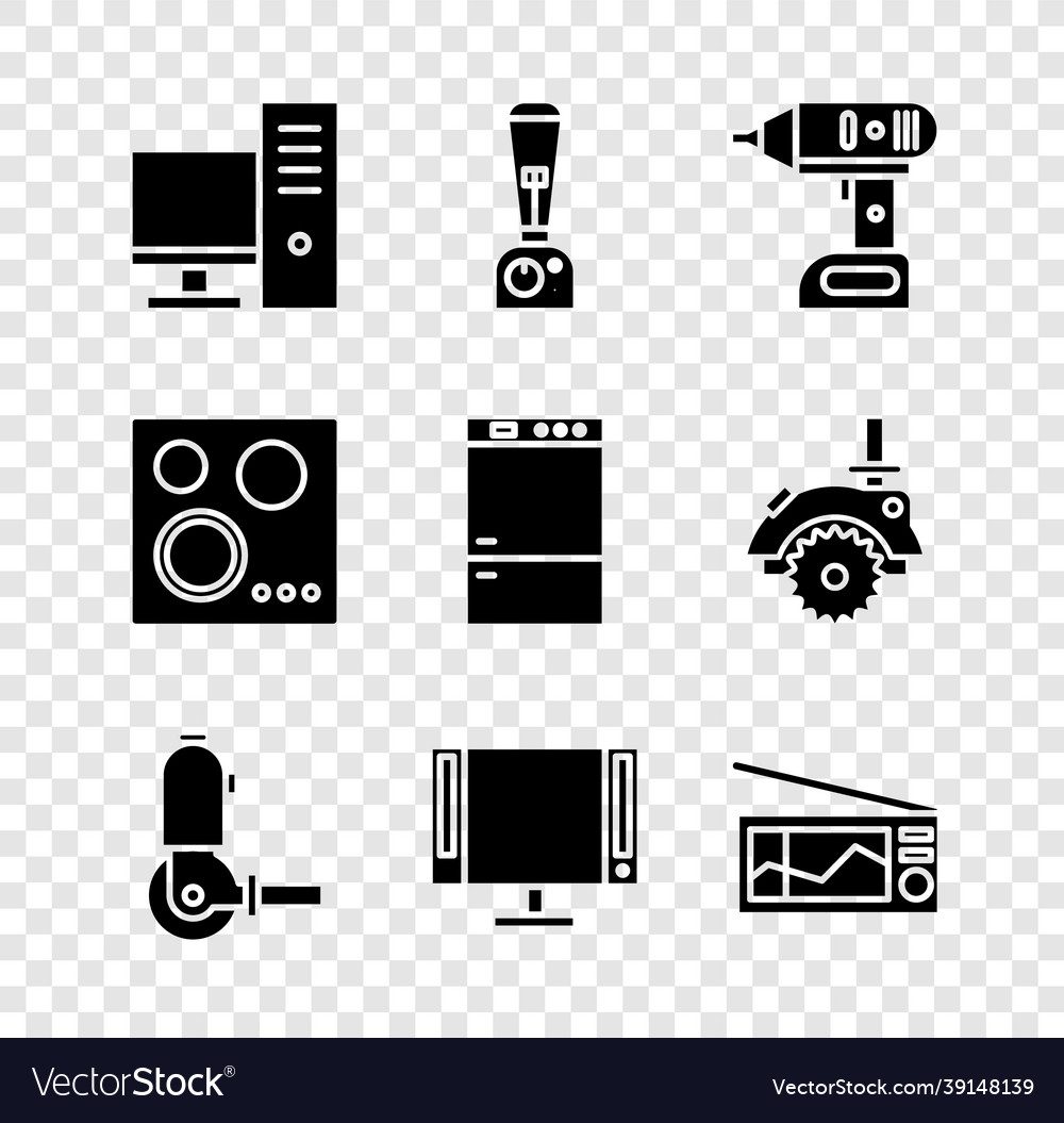Set computer monitor blender electric cordless vector image Set computer monitor blender electric cordless