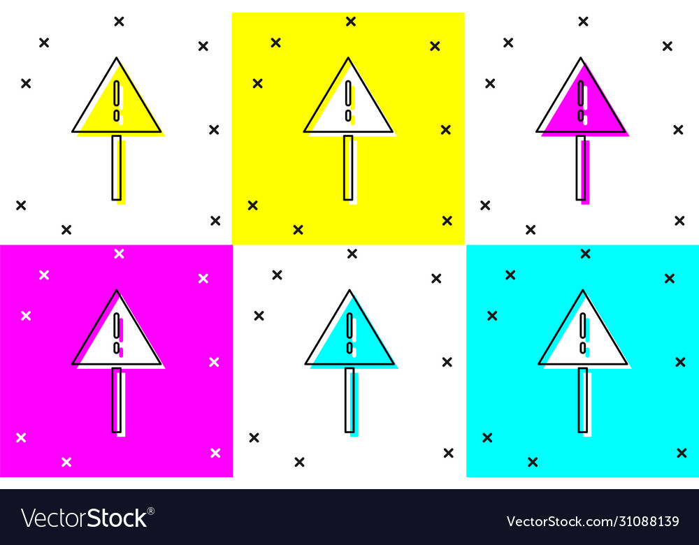Set exclamation mark in triangle icon isolated Vector Image Set exclamation mark in triangle icon isolated