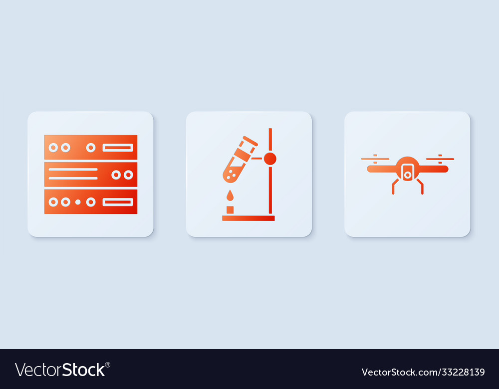 Set test tube flask on fire server data web vector image Set test tube flask on fire server data web