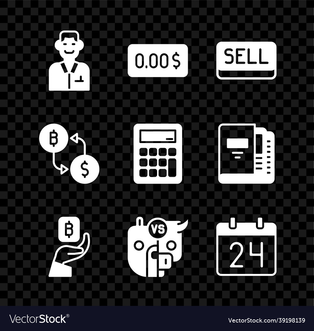 Set trader zero cost sell button hand holding vector image Set trader zero cost sell button hand holding