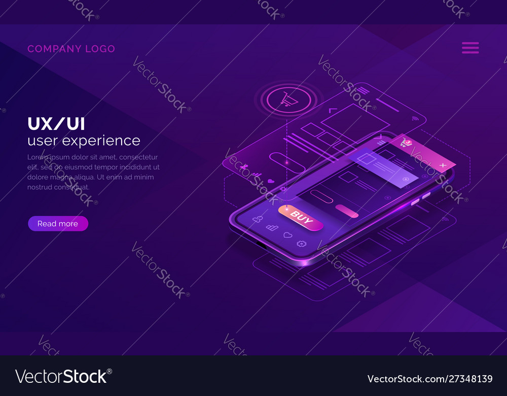 User experience isometric concept ux ui wireframe Vector Image