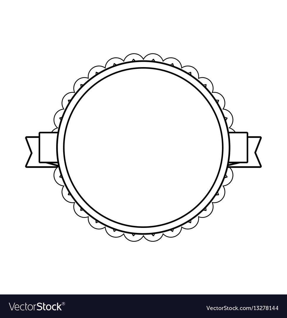 Black circle label with lacy border Royalty Free Vector