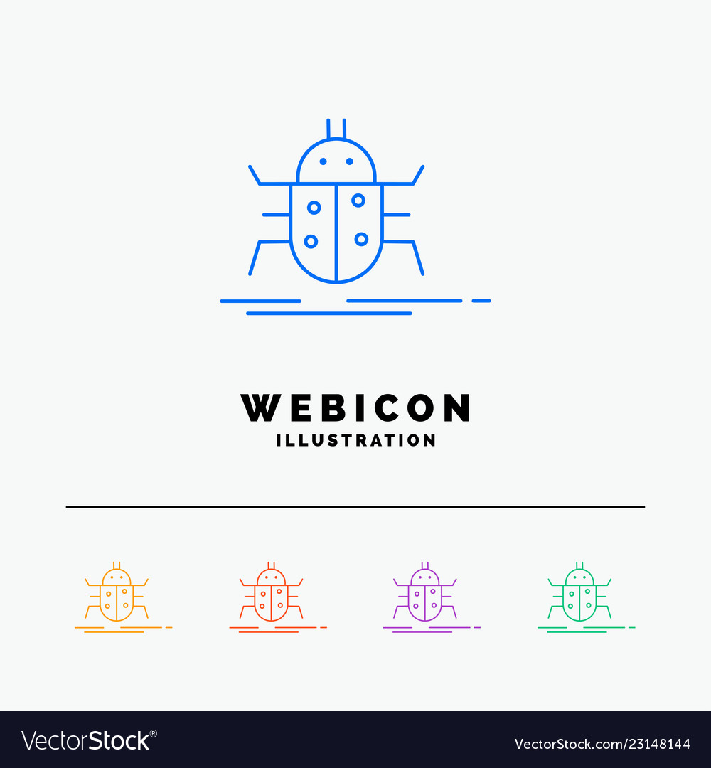 Bug bugs insect testing virus 5 color line web vector image Bug bugs insect testing virus 5 color line web