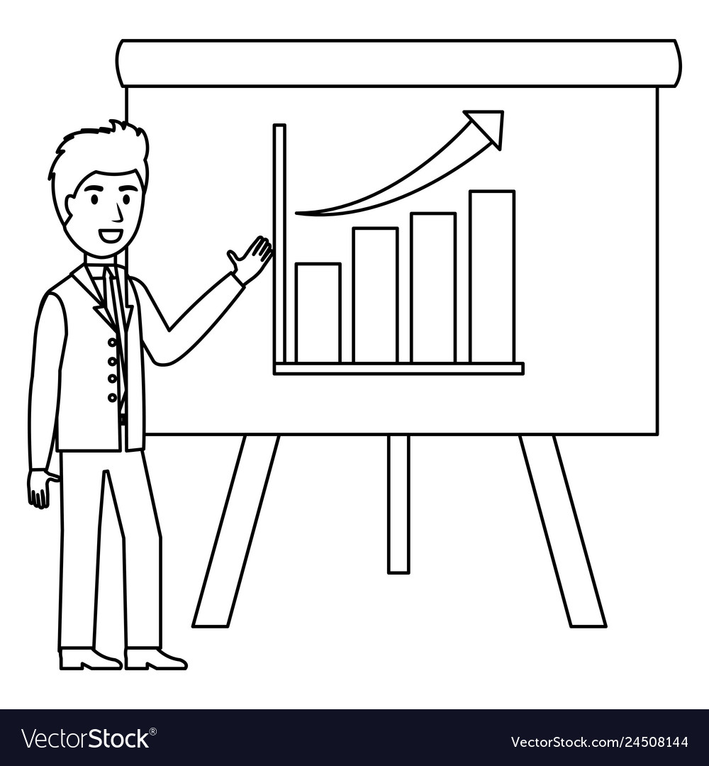 Businessman with paperboard training character