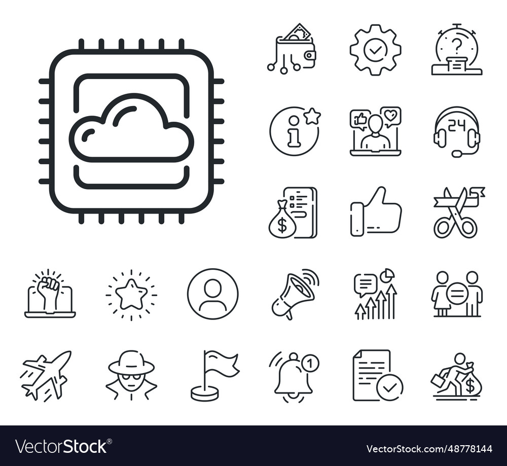 Cloud computing cpu line icon internet data vector image Cloud computing cpu line icon internet data
