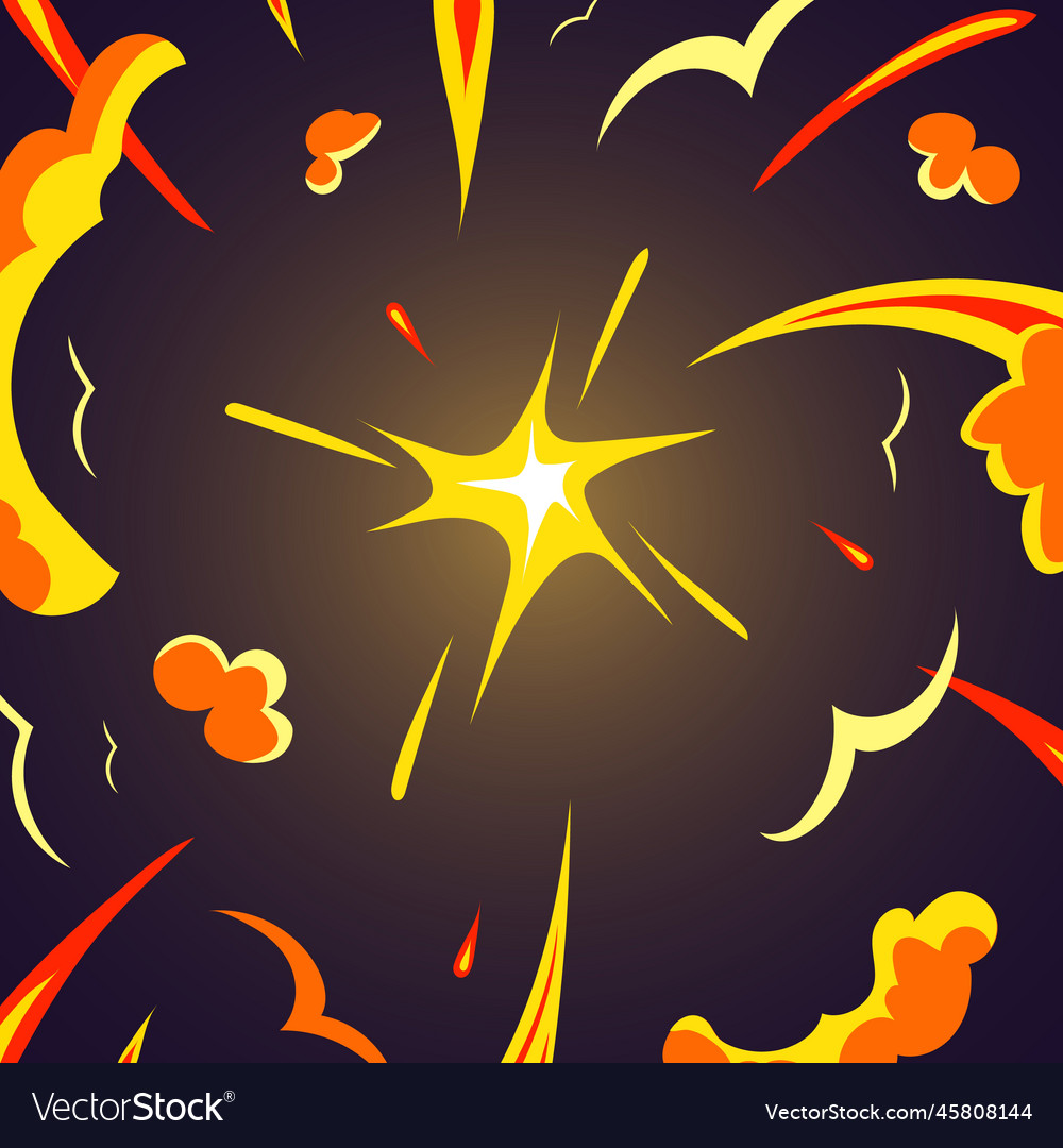 Comic war boom cartoon creative burst fire effect Vector Image