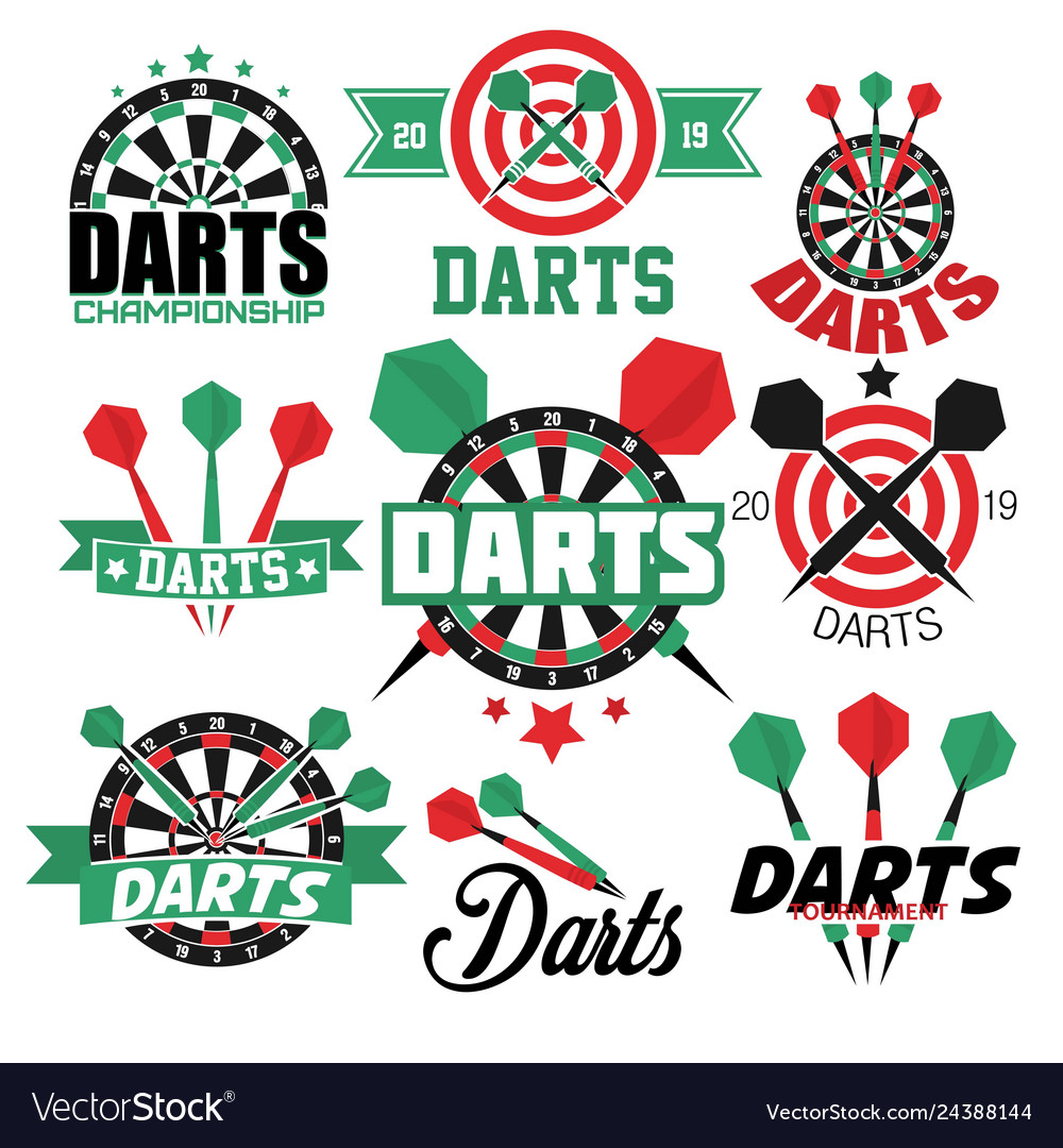 Darts Game Isolated Icons Sport Aim Or Target Vector Image