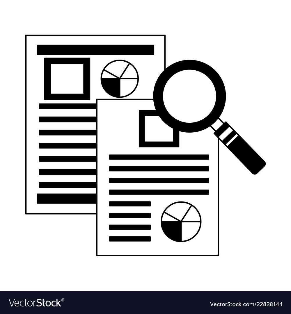 financial business report papers and magnifying vector image report papers