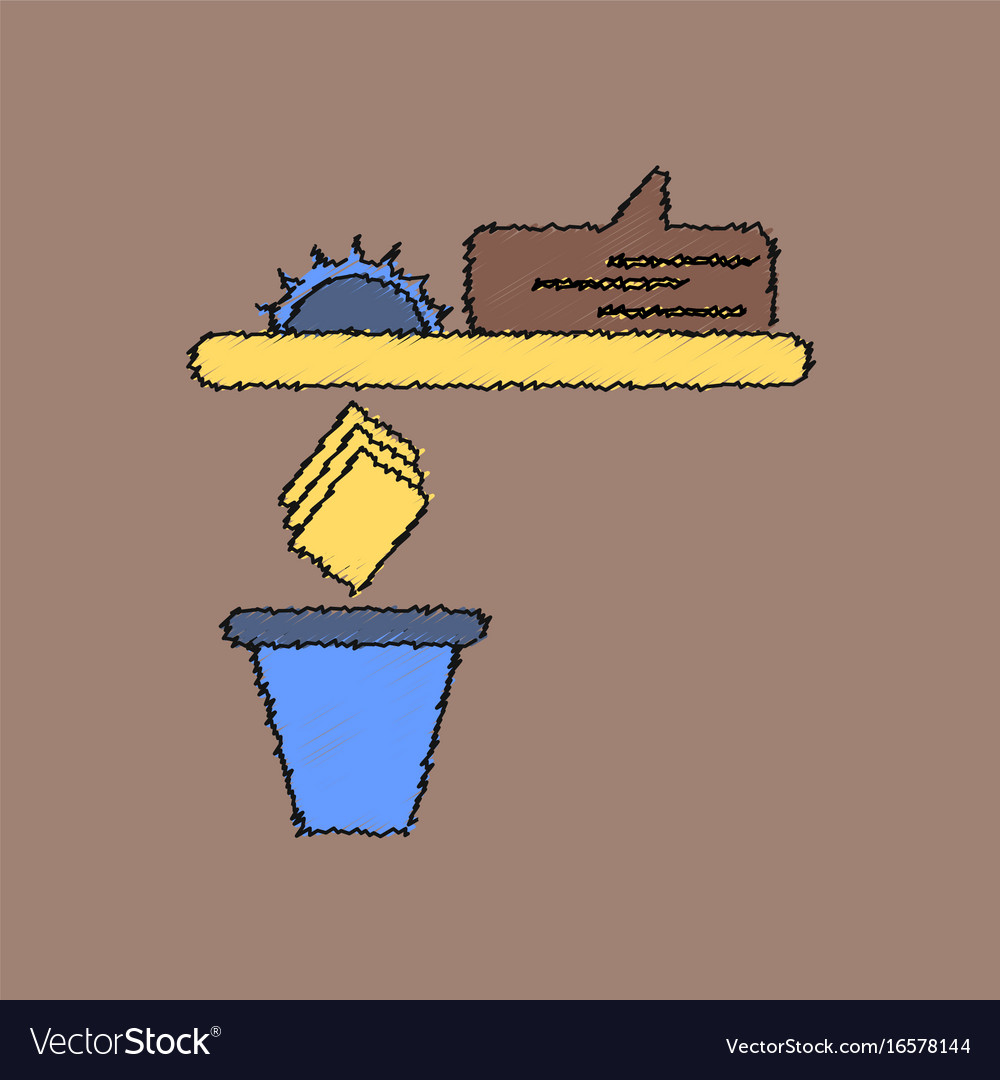 Flat shading style icon paper and trash