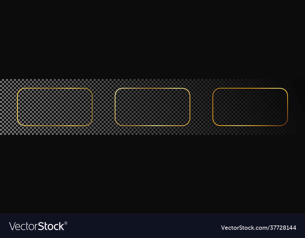 Gold glowing rounded rectangular frame vector image Gold glowing rounded rectangular frame