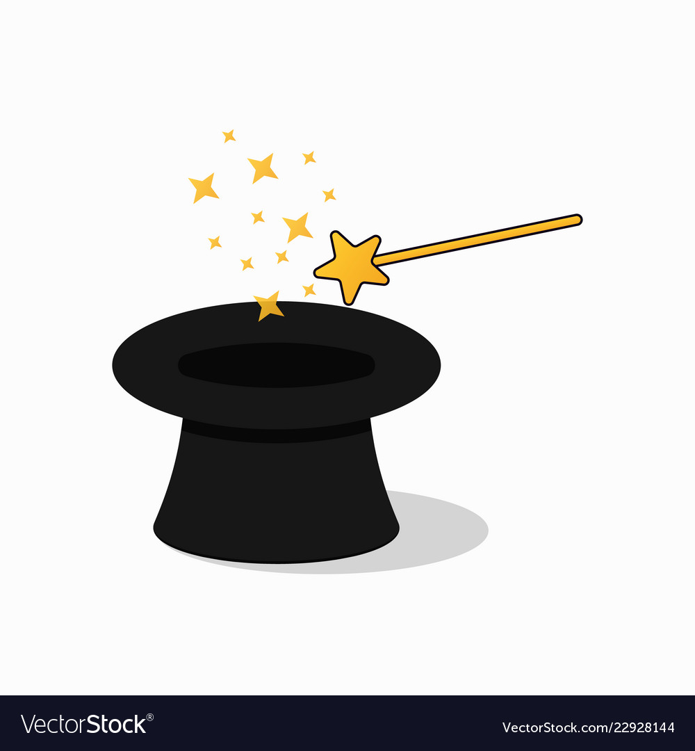 Hat and magic wand Royalty Free Vector Image - VectorStock