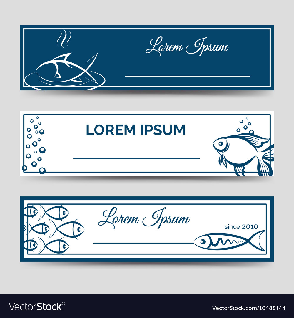 Horizontal Banner Set With Fish Royalty Free Vector Image