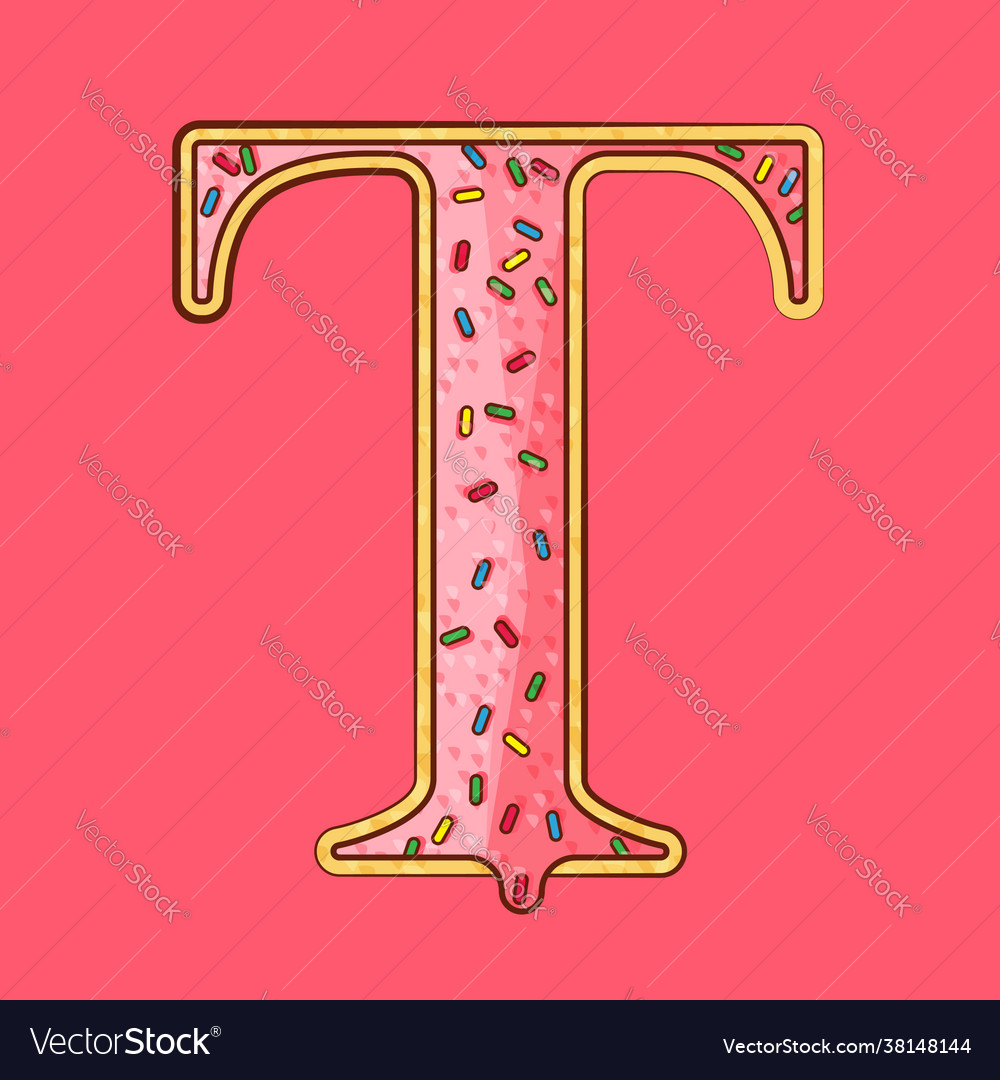 Letter t donut shape Royalty Free Vector Image