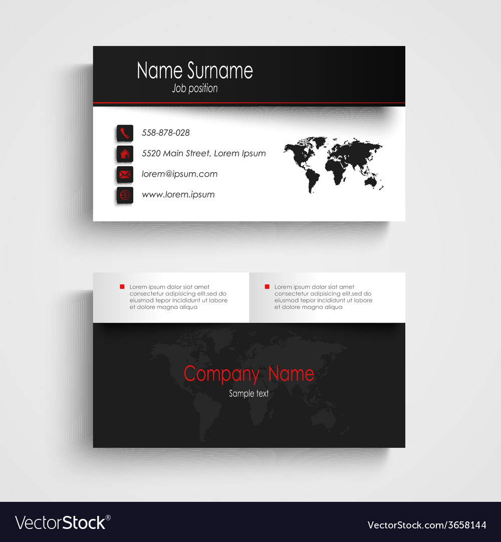 Modern black white business card template Vector Image For Black And White Business Cards Templates Free