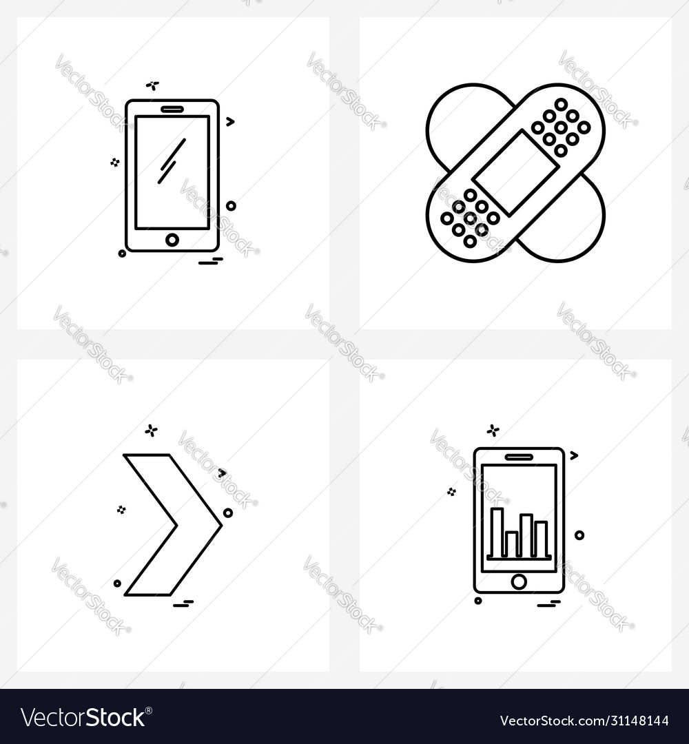 Modern line 4 simple icons mobile
