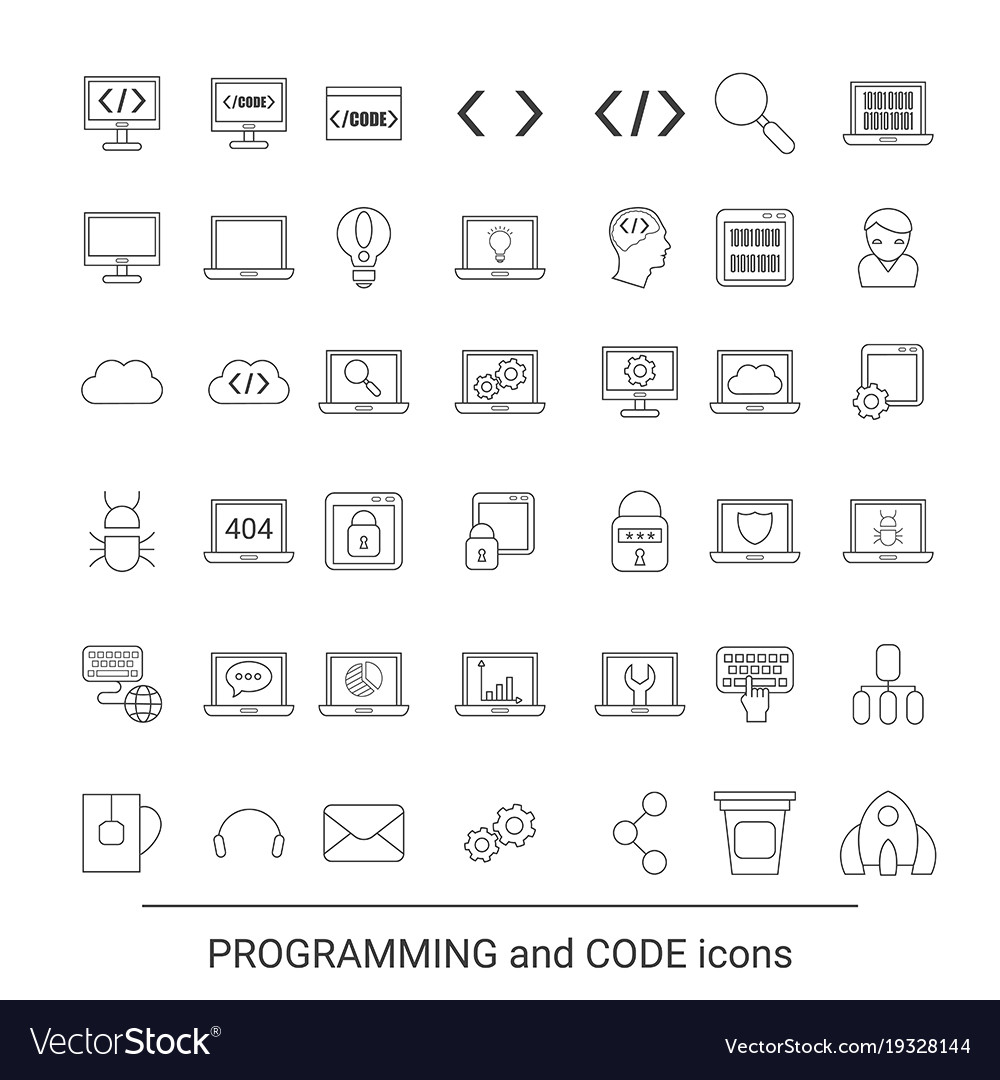 Programming icon set icon set Royalty Free Vector Image