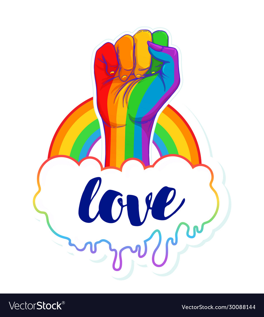 Rainbow Colored Hand With A Fist Raised Up Gay Vector Image