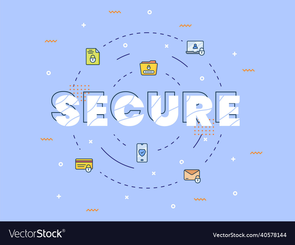 Secure internet technology concept with word vector image Secure internet technology concept with word