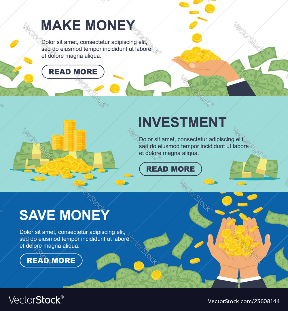 Set Horizontal Banner For Business Banking Vector Image