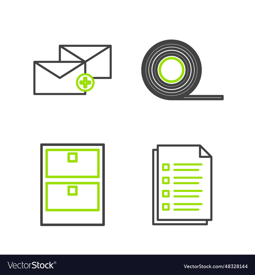 Set line file document archive papers drawer vector image Set line file document archive papers drawer