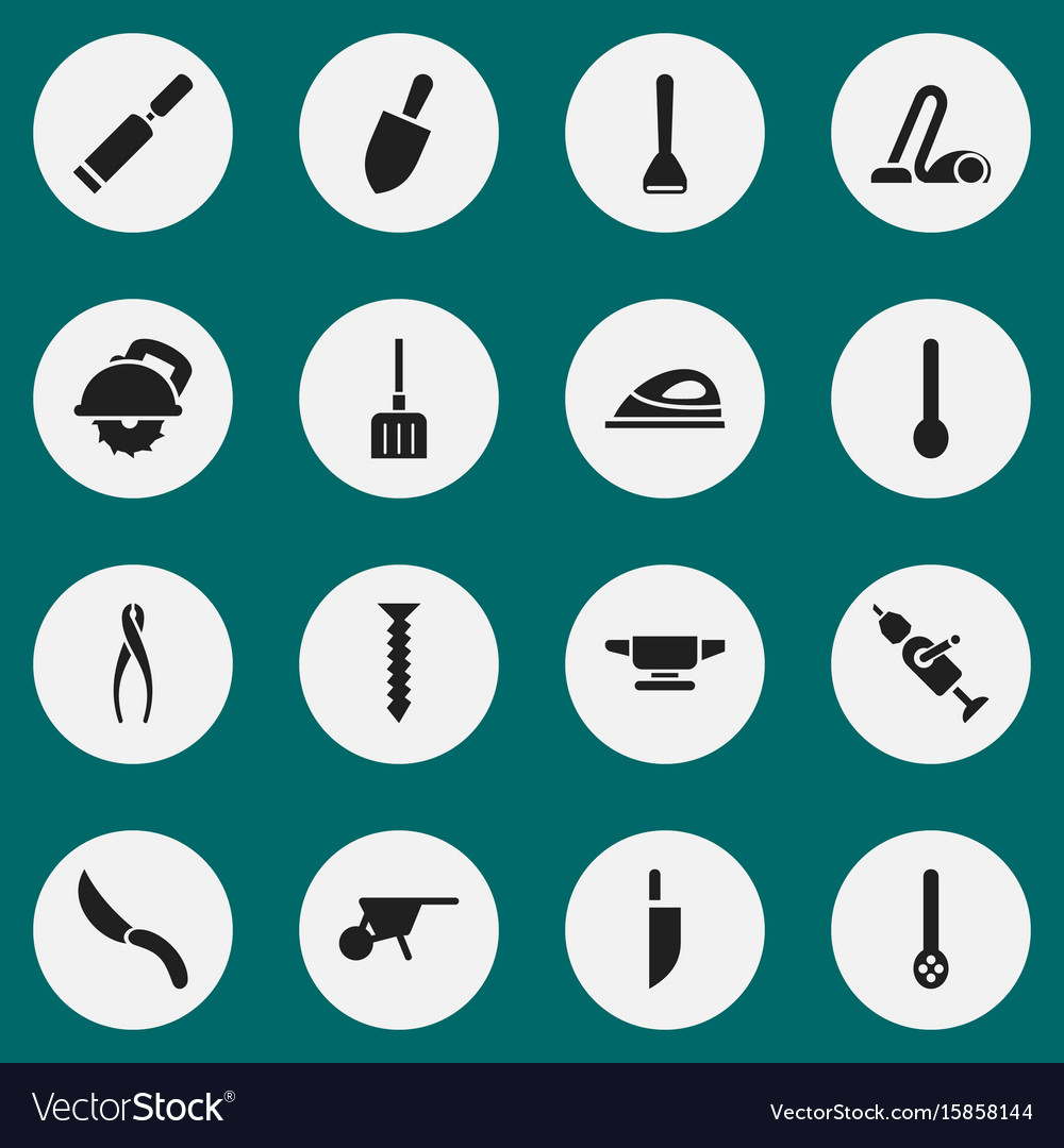Set of 16 editable tools icons includes symbols