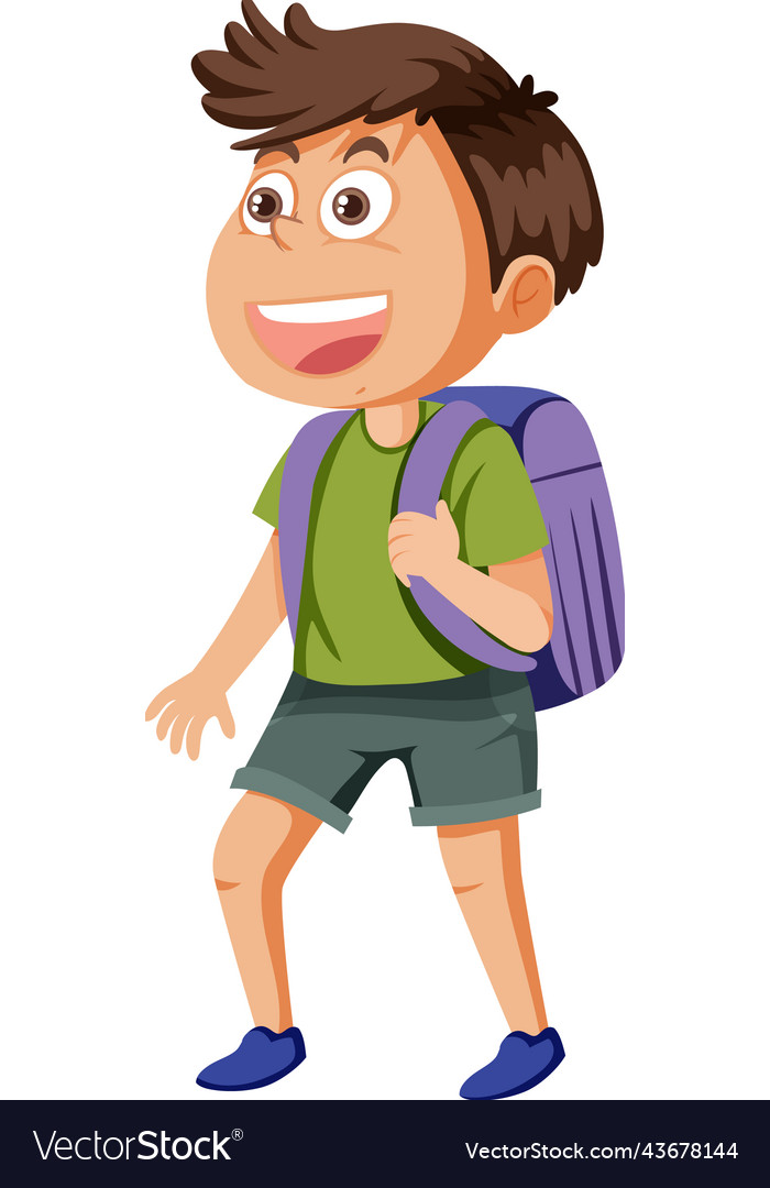 Student boy cartoon character Royalty Free Vector Image