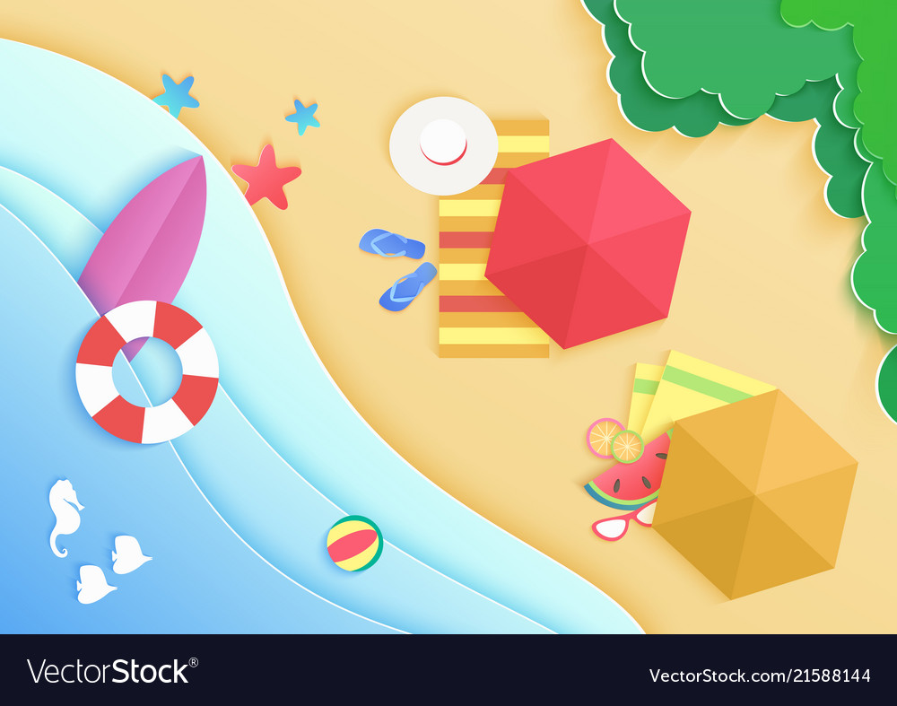 Top view cartoon ocean sea beach background