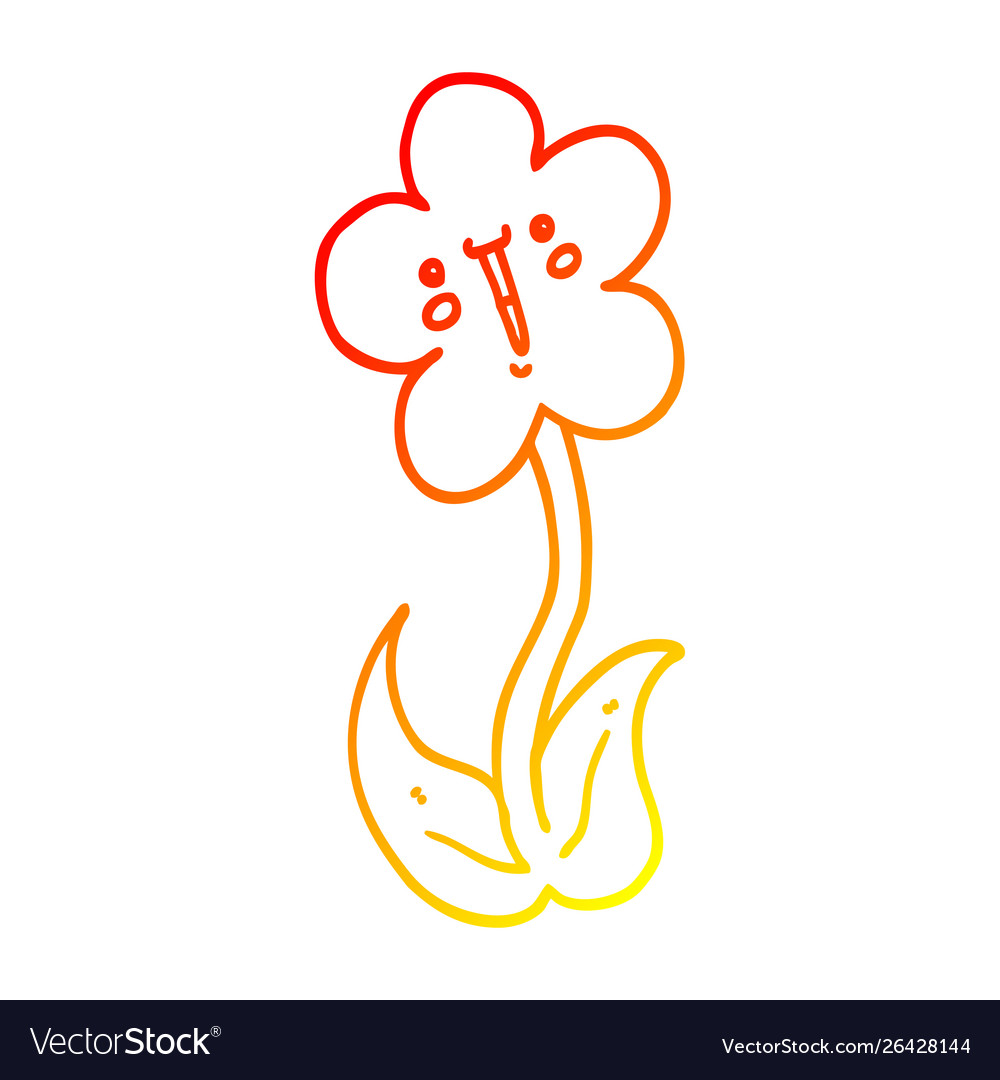 Warm gradient line drawing cartoon flower