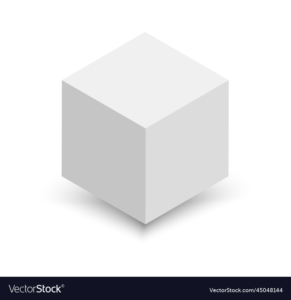 White cube 3d abstract box with shadow geometric Vector Image White cube 3d abstract box with shadow geometric