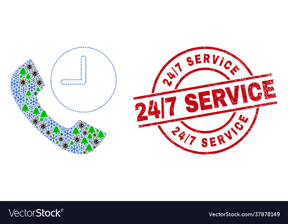 24 - 7 Service Distress Stempeldichtung und Telefonanruf vector image 24 - 7 Service Distress Stempeldichtung und Telefonanruf