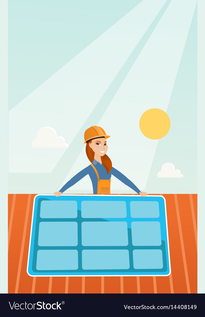 Constructor installing solar panel