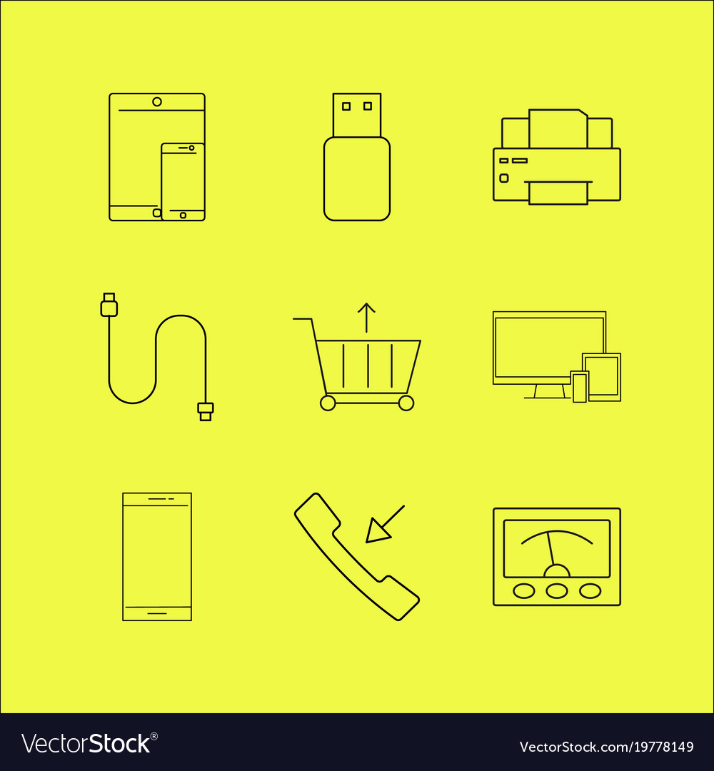 Devices linear icon set simple outline icons